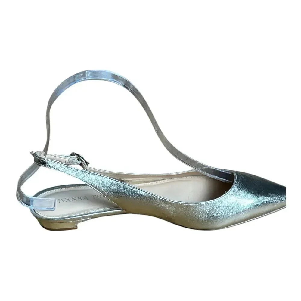 Ivanka Trump Gold Sling Back Size 6 Pointed Toe Flats Buckle Sandals Women’s